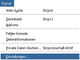 Men&uuml; Einstellungen