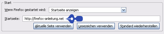 Homepage-Adresse eintippen