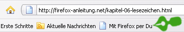 Lesezeichen in der Symbolleiste